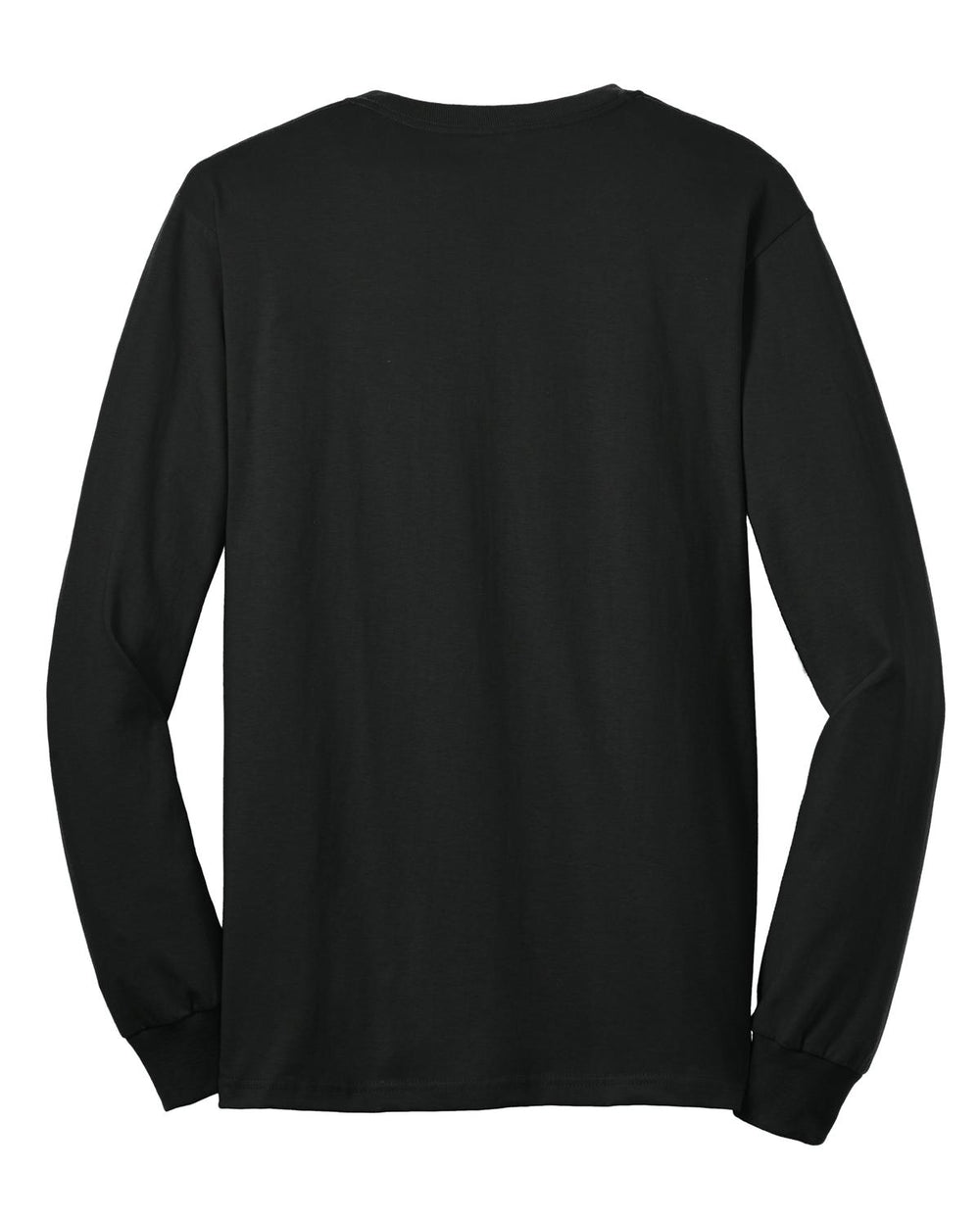 Rear View of Black Gildan - Ultra Cotton 100% US Cotton Long Sleeve T-Shirt with Pocket. 2410
