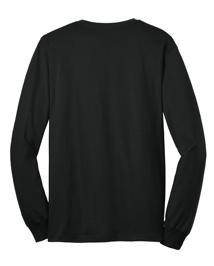 Rear View of Black Gildan - Ultra Cotton 100% US Cotton Long Sleeve T-Shirt with Pocket. 2410