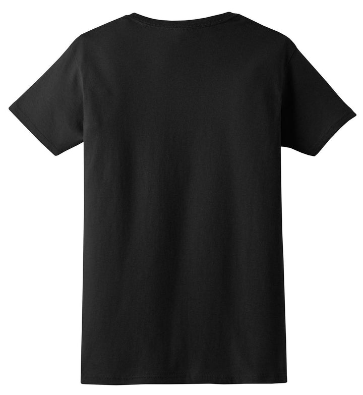 Rear View of Black Gildan Women's Ultra Cotton 100% US Cotton T-Shirt. 2000L