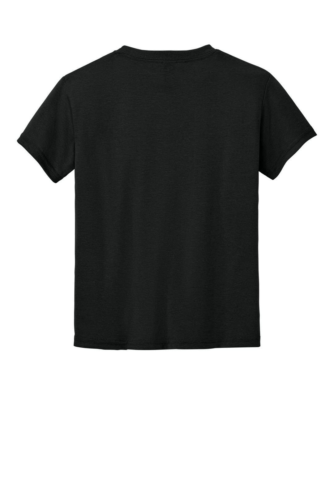 Rear View of Black Gildan Youth DryBlend 50 Cotton/50 Poly T-Shirt. 8000B