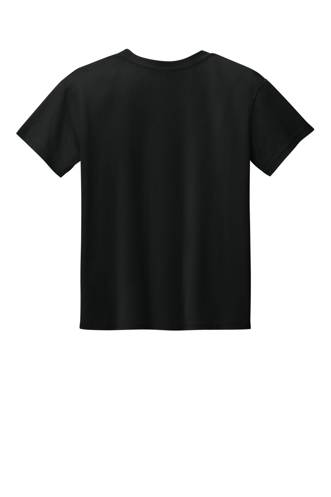 Rear View of Black Gildan Youth Light Cotton Tee 3000B