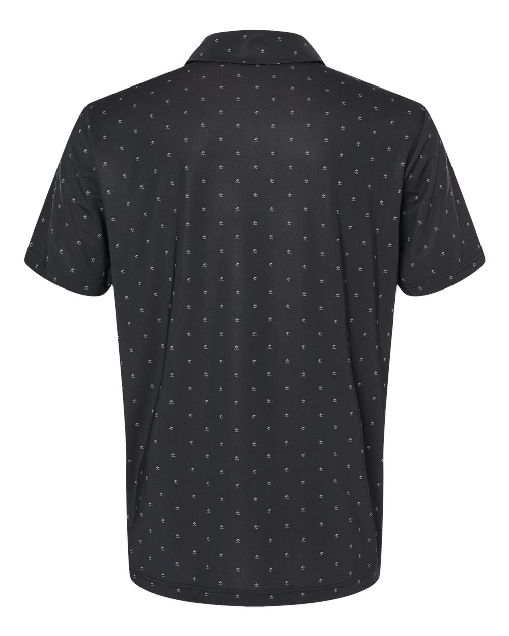Rear View of Black/ Grey Three Pine Tree Polo - A574