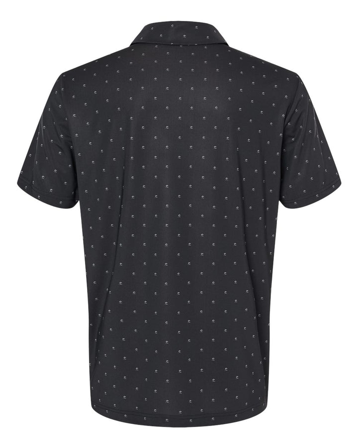 Rear View of Black/ Grey Three Pine Tree Polo - A574
