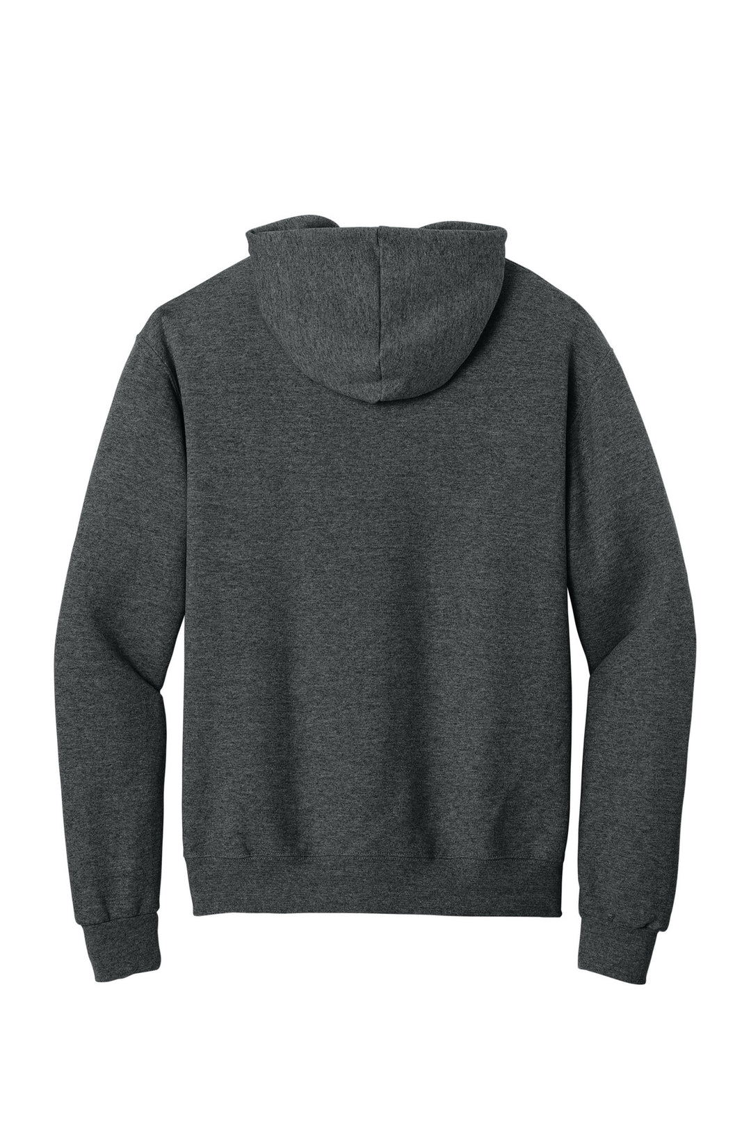 Rear View of Black Heather Jerzees - NuBlend Full-Zip Hooded Sweatshirt. 993M