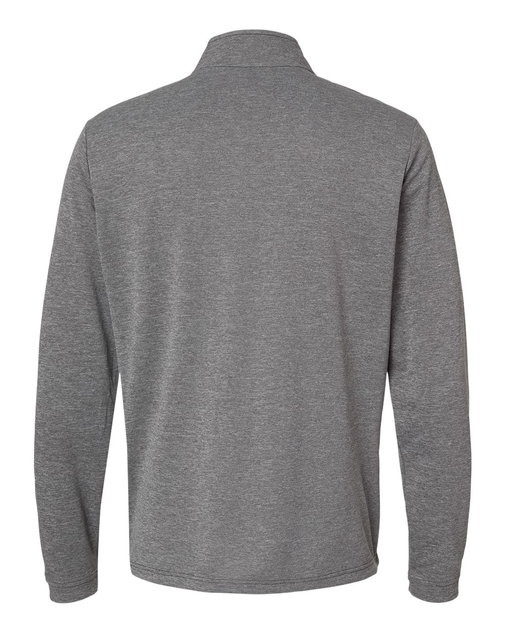 Rear View of Black Heather Lightweight Quarter-Zip Pullover - A401