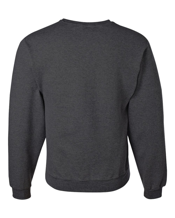 Rear View of Black Heather NuBlend® Crewneck Sweatshirt - 562MR