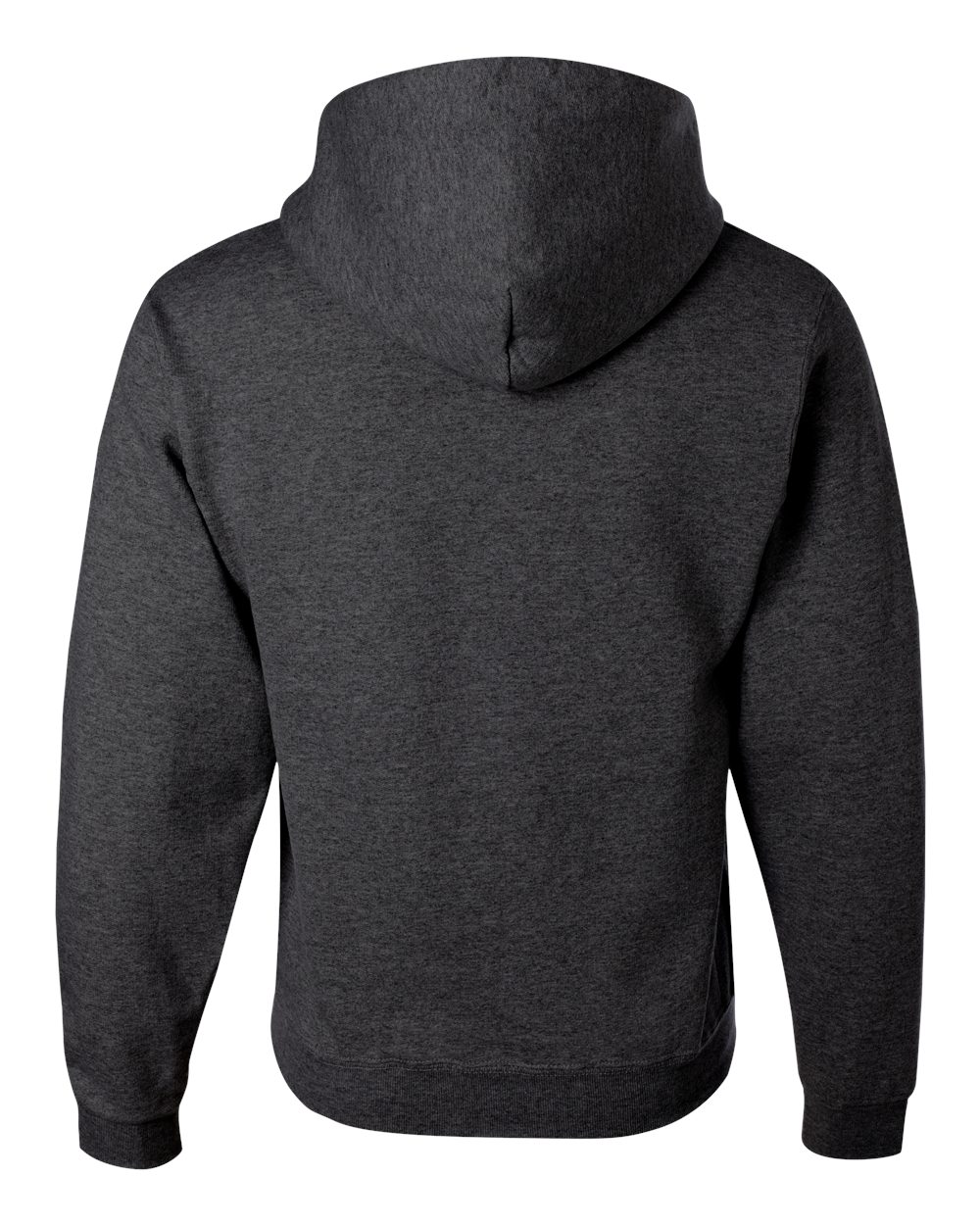 Rear View of Black Heather NuBlend® Hooded Sweatshirt - 996MR
