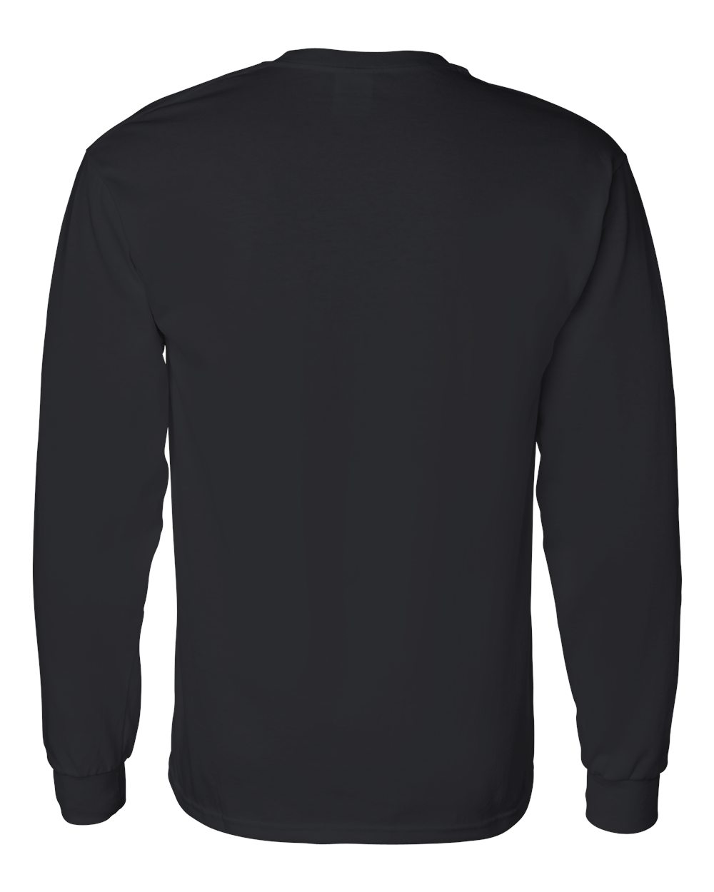 Rear View of Black Heavy Cotton™ Long Sleeve T-Shirt - 5400