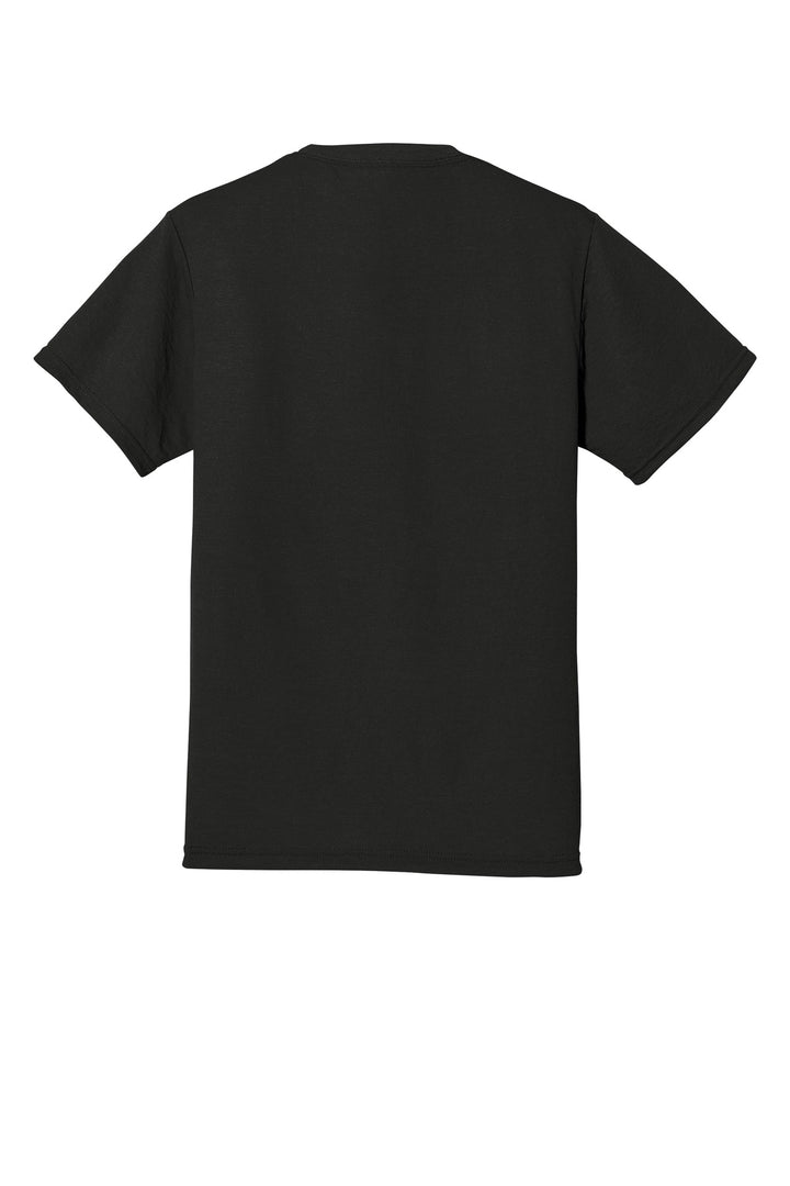 Rear View of Black Jerzees Dri-Power 100% Polyester T-Shirt. 21M