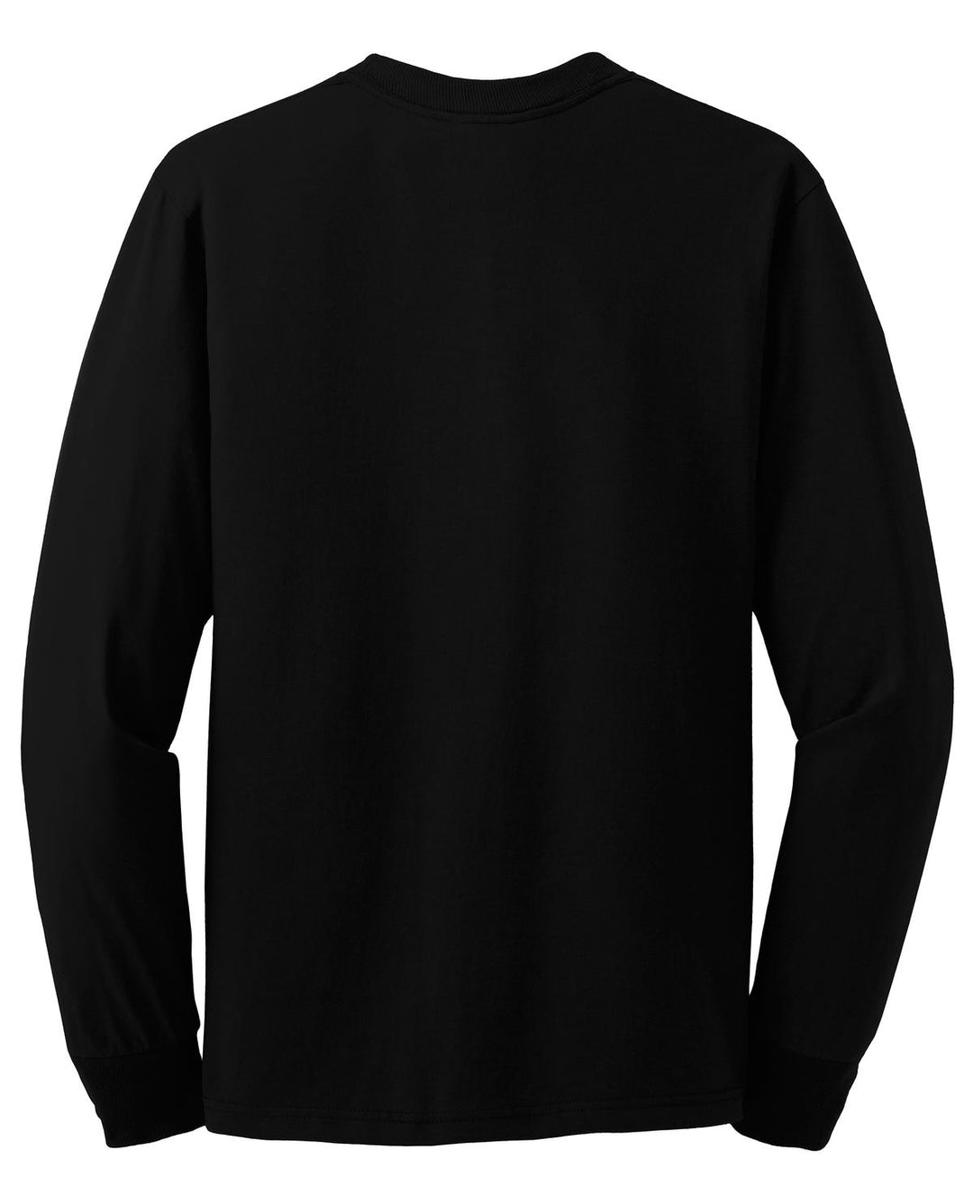 Rear View of Black Jerzees - Dri-Power 50/50 Cotton/Poly Long Sleeve T-Shirt. 29LS