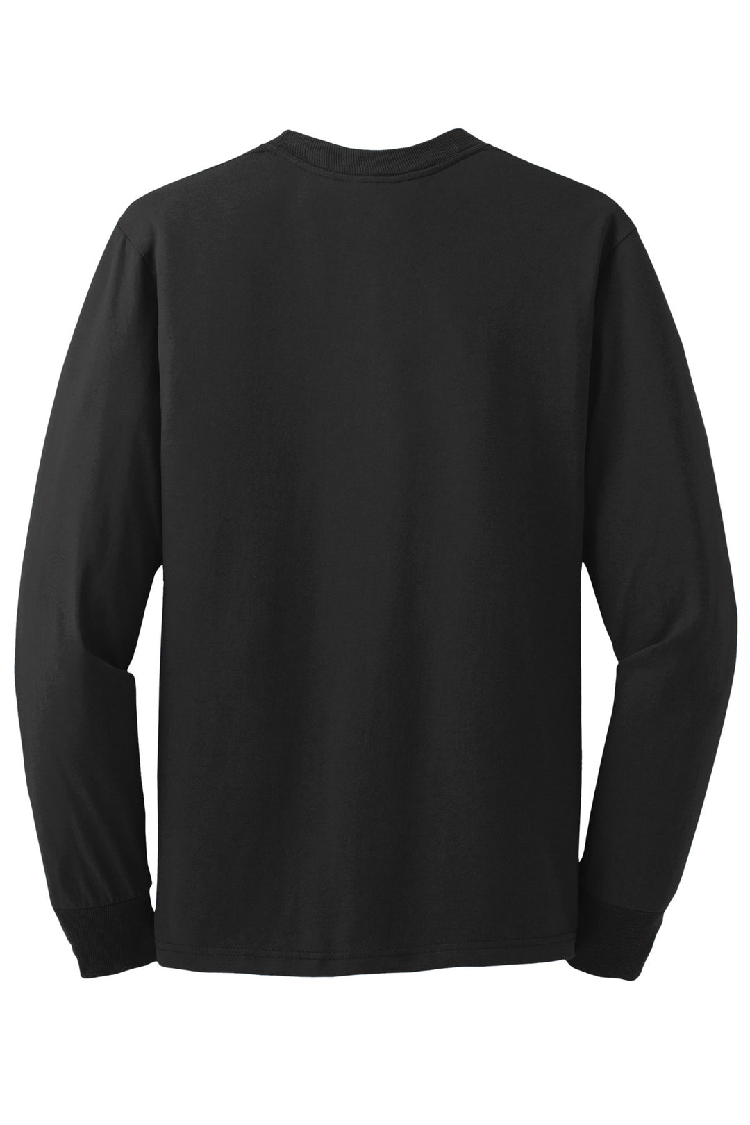 Rear View of Black Jerzees - Dri-Power 50/50 Cotton/Poly Long Sleeve T-Shirt. 29LS