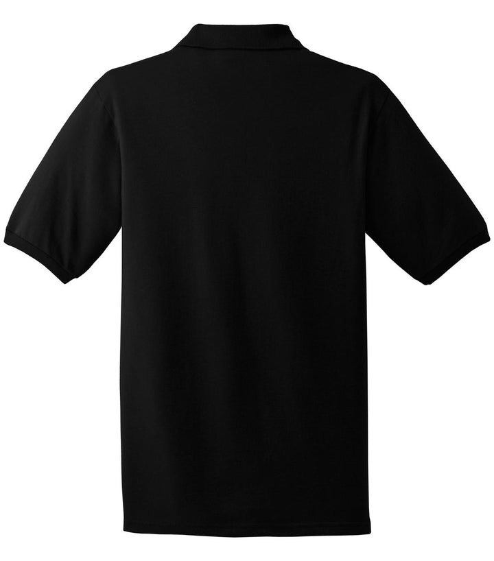 Rear View of Black Jerzees Dri-Power Sport Shirt. 437M