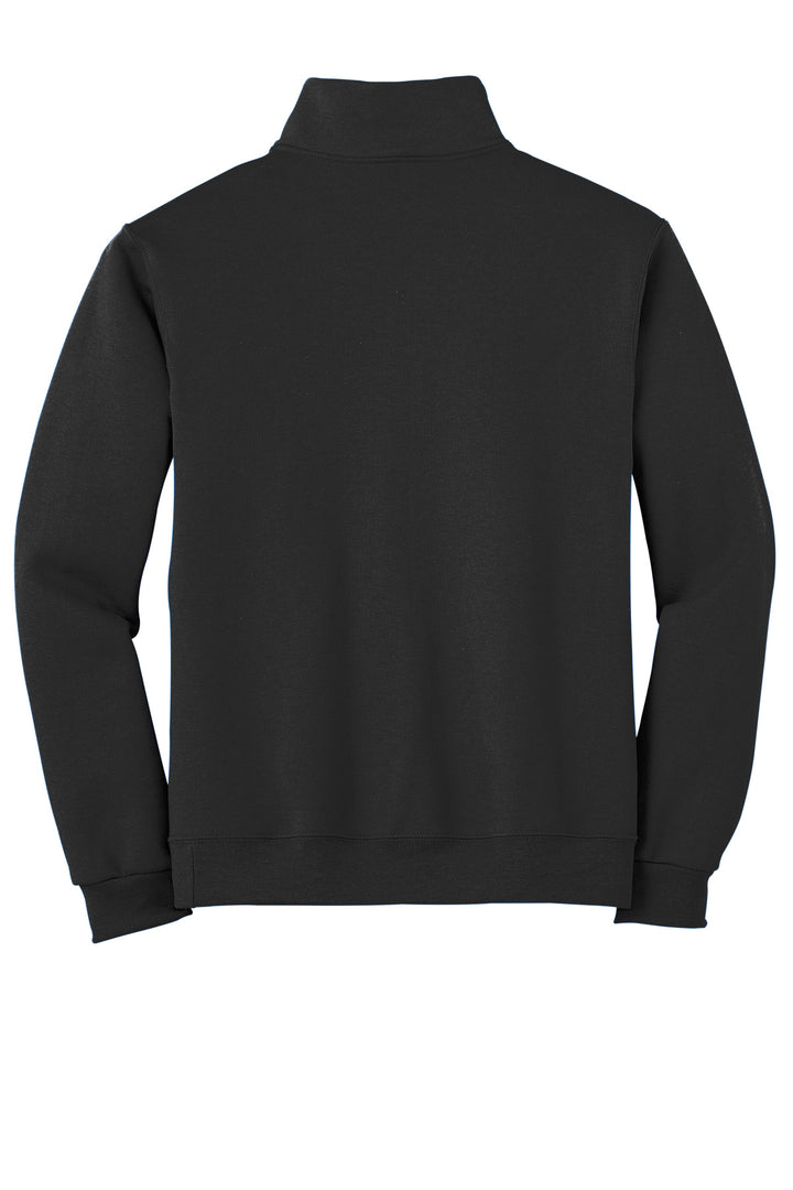 Rear View of Black Jerzees - NuBlend 1/4-Zip Cadet Collar Sweatshirt. 995M