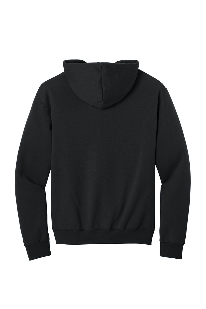 Rear View of Black Jerzees - NuBlend Full-Zip Hooded Sweatshirt. 993M