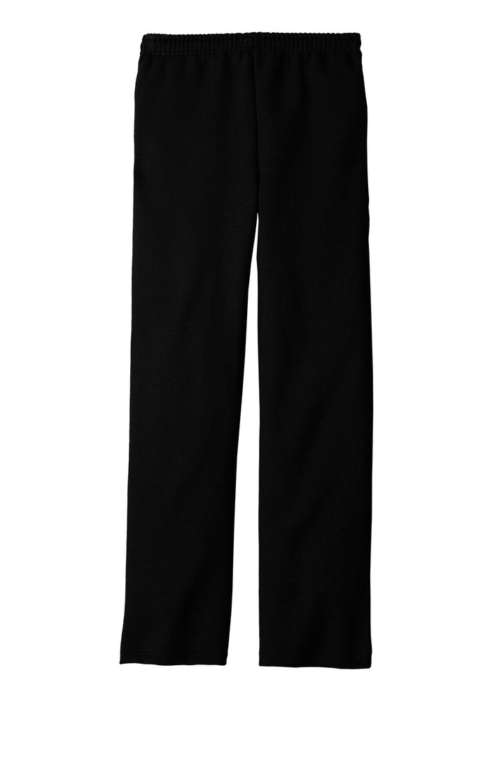 Rear View of Black Jerzees NuBlend Open Bottom Pant with Pockets. 974MP