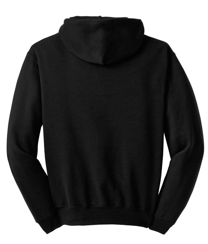 Rear View of Black Jerzees NuBlend Pullover Hooded Sweatshirt. 996M
