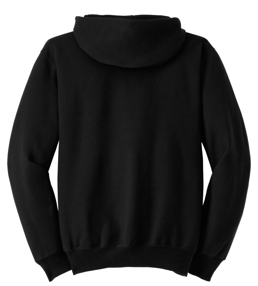 Rear View of Black Jerzees Super Sweats NuBlend - Full-Zip Hooded Sweatshirt. 4999M