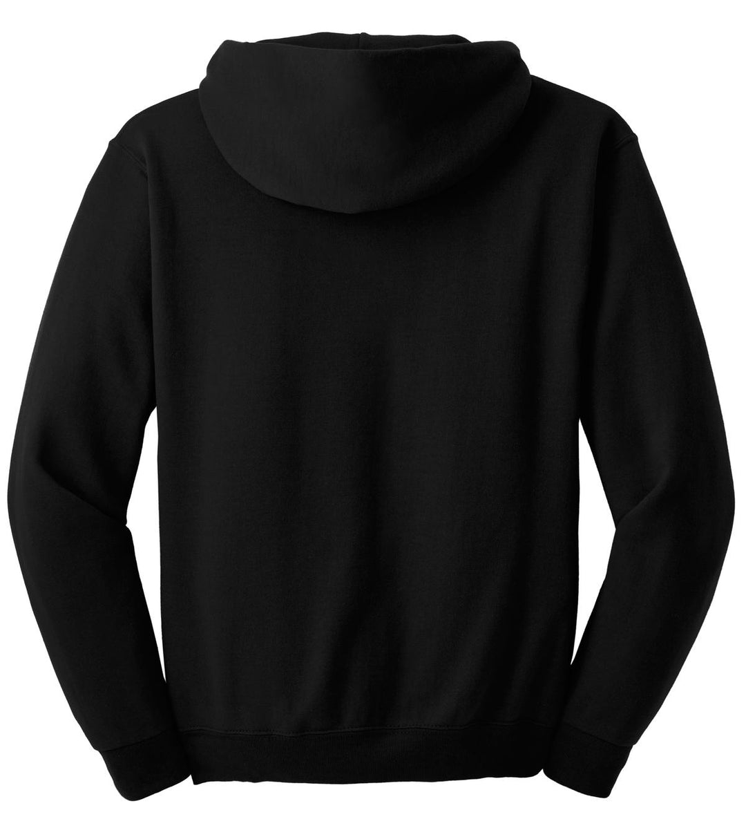 Rear View of Black Jerzees Super Sweats NuBlend - Pullover Hooded Sweatshirt. 4997M