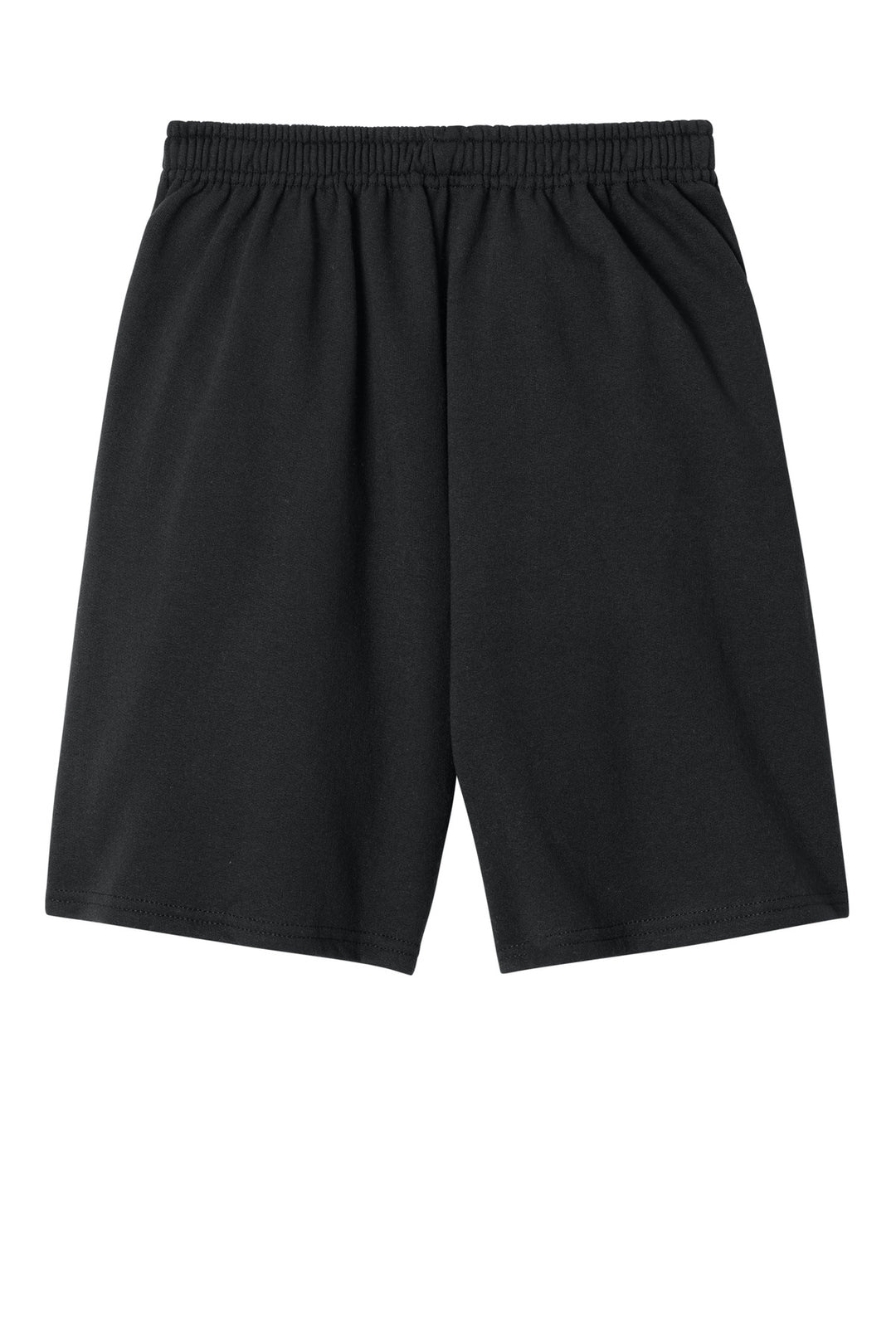 Rear View of Black Jerzees Unisex NuBlend Pocketed Sweat Short 978MP