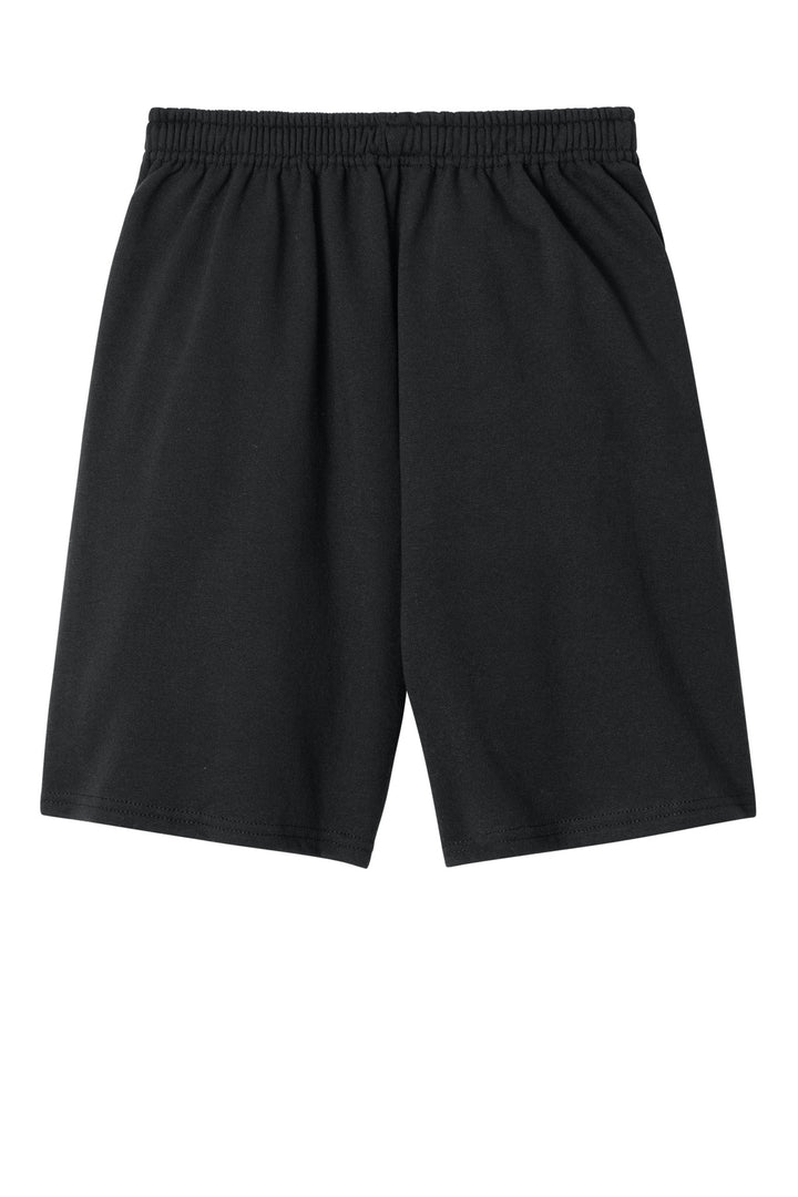 Rear View of Black Jerzees Unisex NuBlend Pocketed Sweat Short 978MP