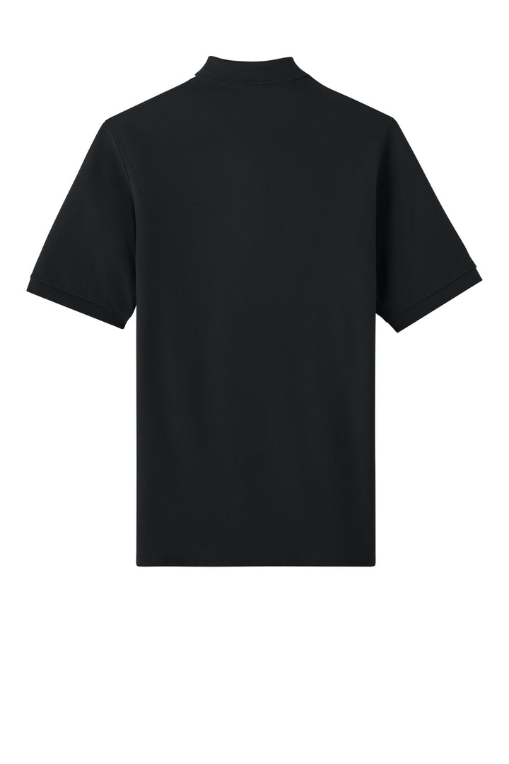 Rear View of Black Jerzees Unisex Premium Ring Spun Cotton Pique Sport Shirt 443M