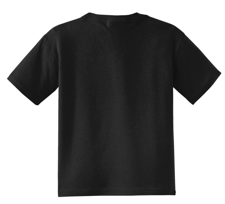 Rear View of Black Jerzees - Youth Dri-Power 50/50 Cotton/Poly T-Shirt. 29B