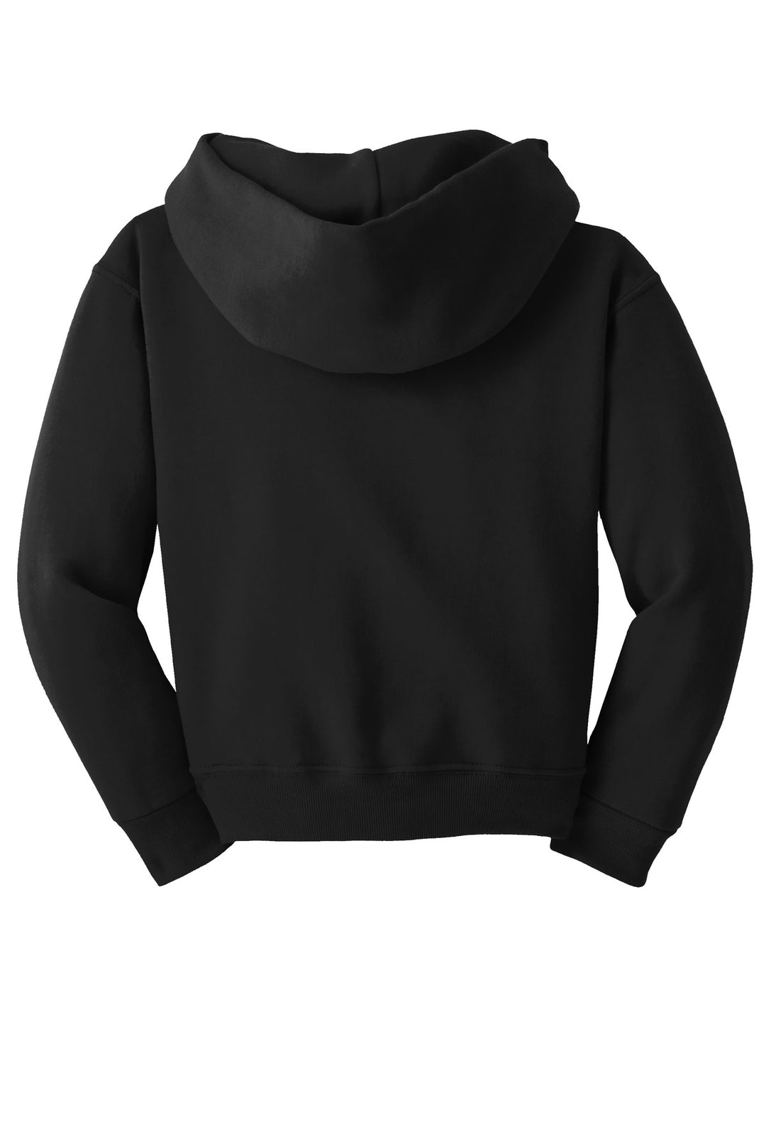 Rear View of Black Jerzees - Youth NuBlend Pullover Hooded Sweatshirt. 996Y