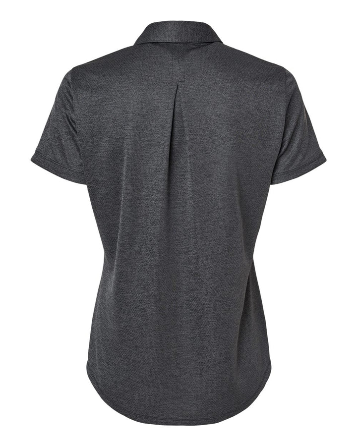 Rear View of Black Melange Women's Space Dyed Polo - A592