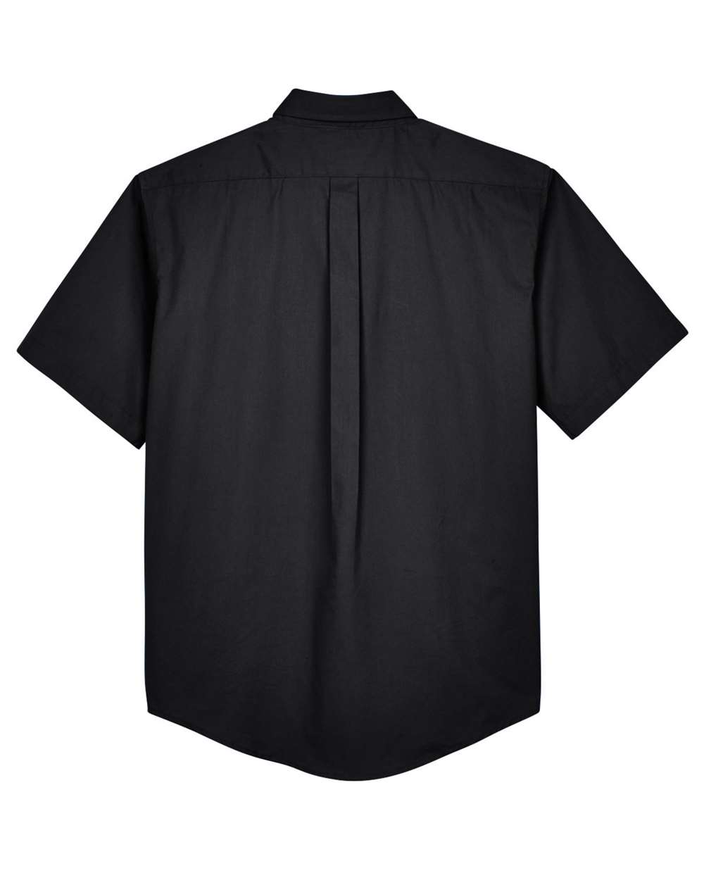 Rear View of Black Men's Optimum Short Sleeve Twill Dress Shirt - 88194