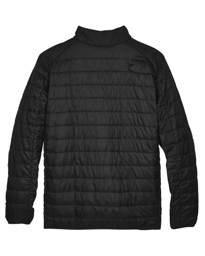 Rear View of Black Men's Prevail Packable Puffer Jacket - CE700