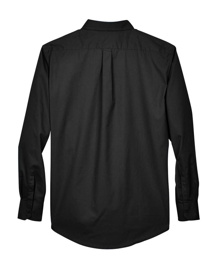 Rear View of Black Men's Tall Operate Long Sleeve Twill Dress Shirt - 88193T