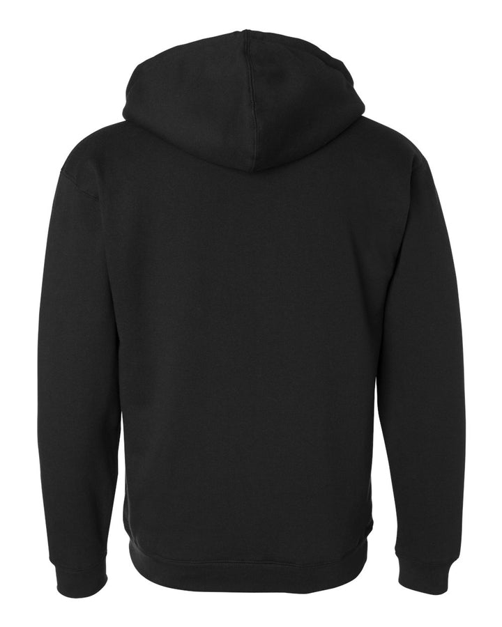 Rear View of Black/ Natural Sherpa-Lined Full-Zip Hooded Sweatshirt - EXP40SHZ