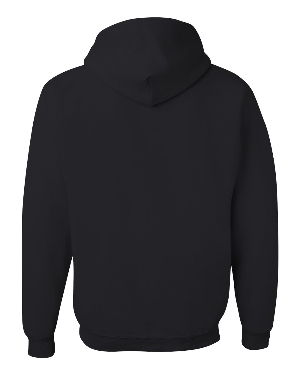 Rear View of Black NuBlend® Hooded Sweatshirt - 996MR