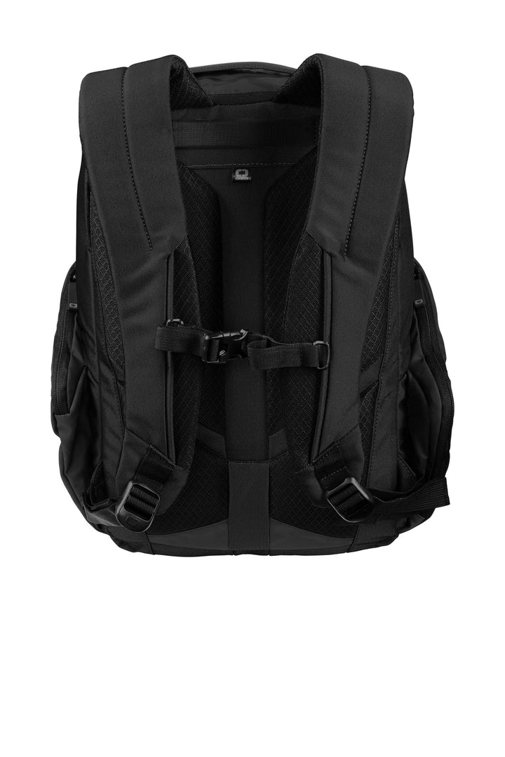 Rear View of Black OGIO Monolithic Pack. 91004