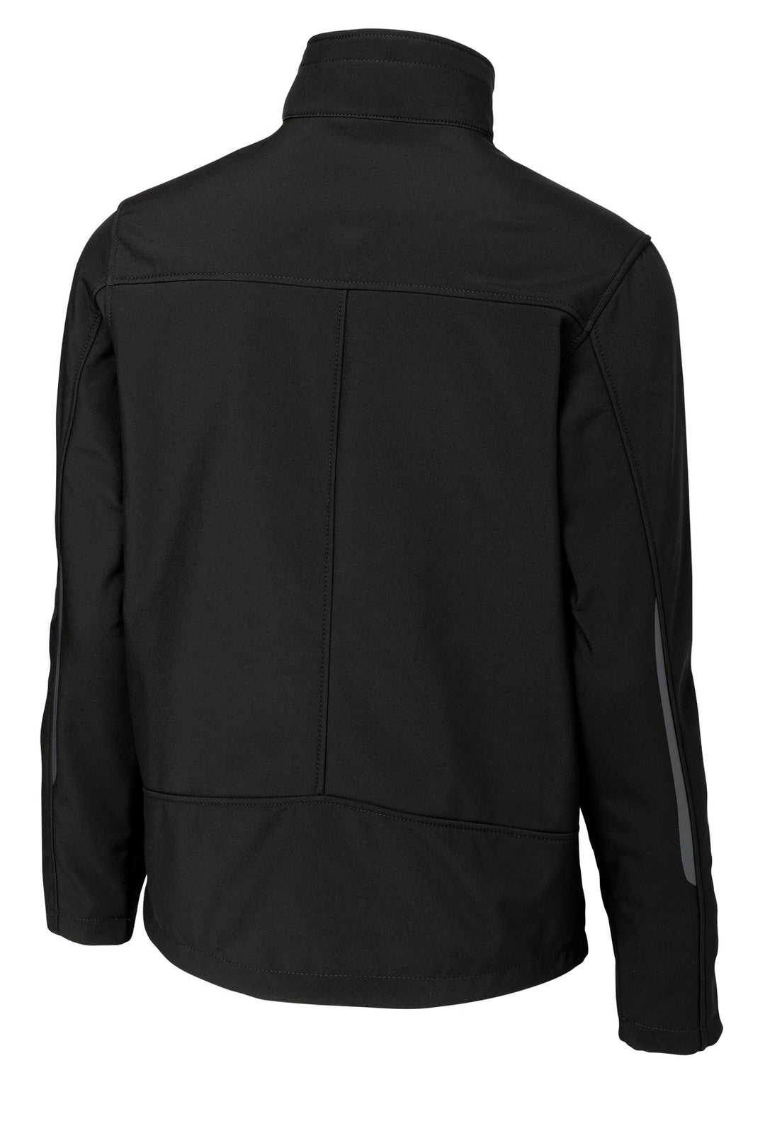 Rear View of Black Port Authority Welded Soft Shell Jacket. J324