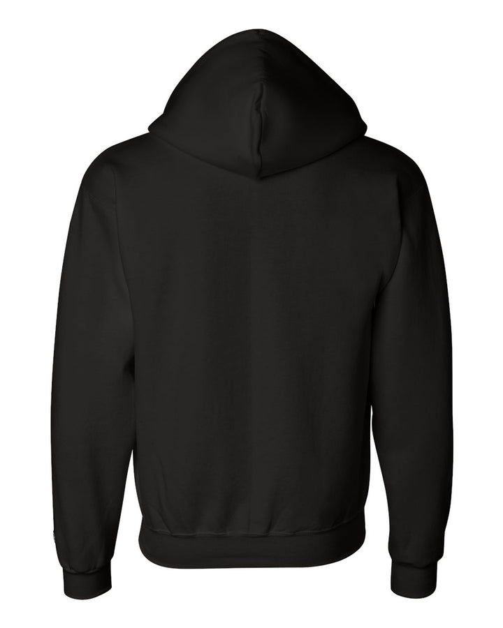 Rear View of Black Powerblend® Full-Zip Hooded Sweatshirt - S800