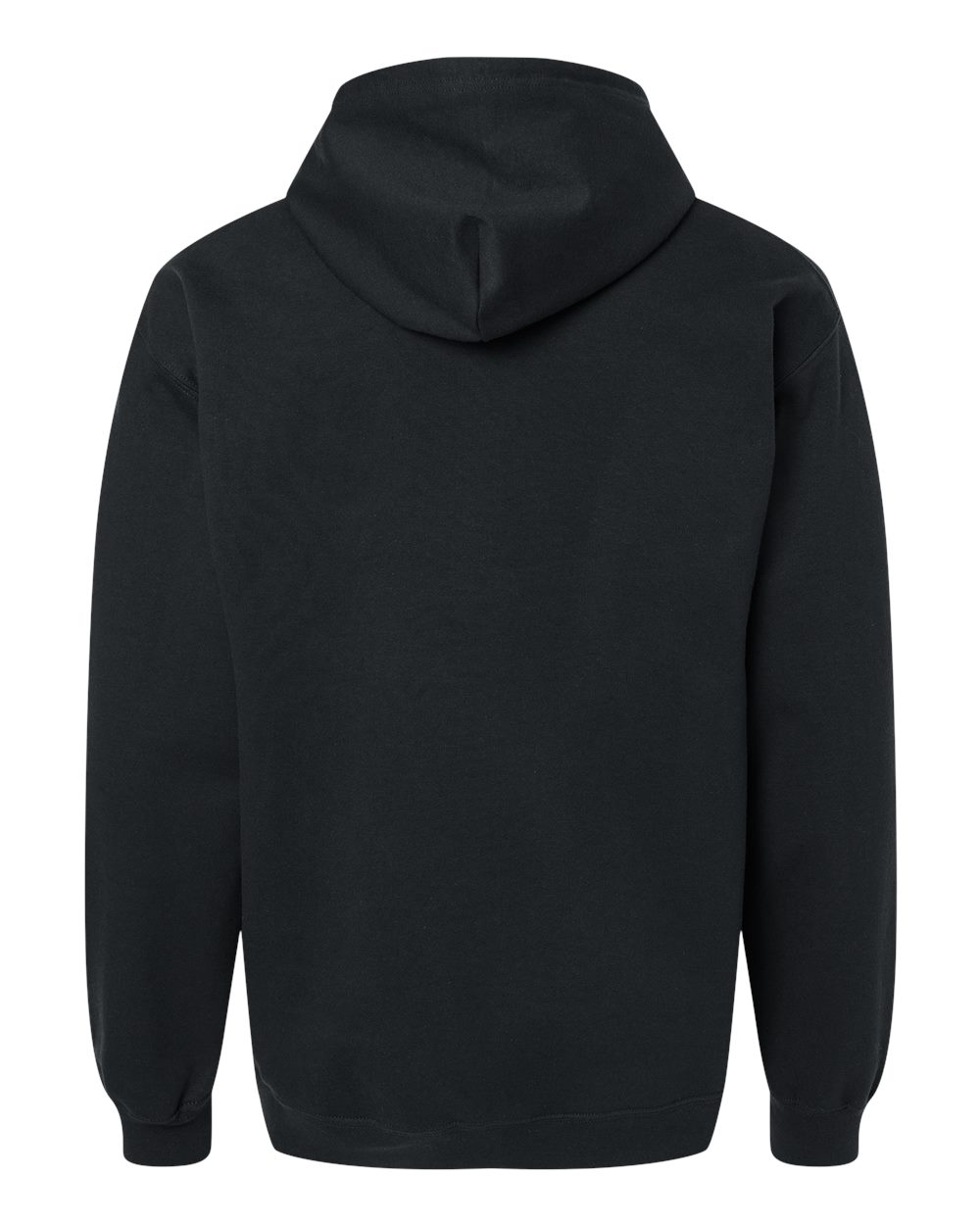 Rear View of Black Softstyle® Full-Zip Hooded Sweatshirt - SF600