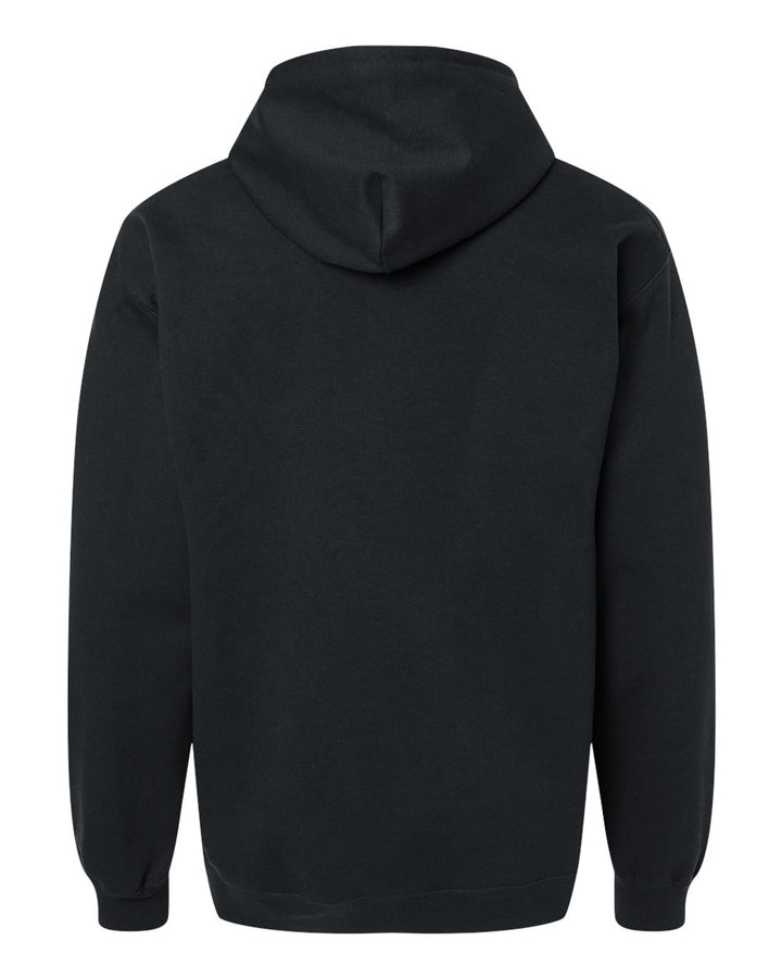 Rear View of Black Softstyle® Full-Zip Hooded Sweatshirt - SF600