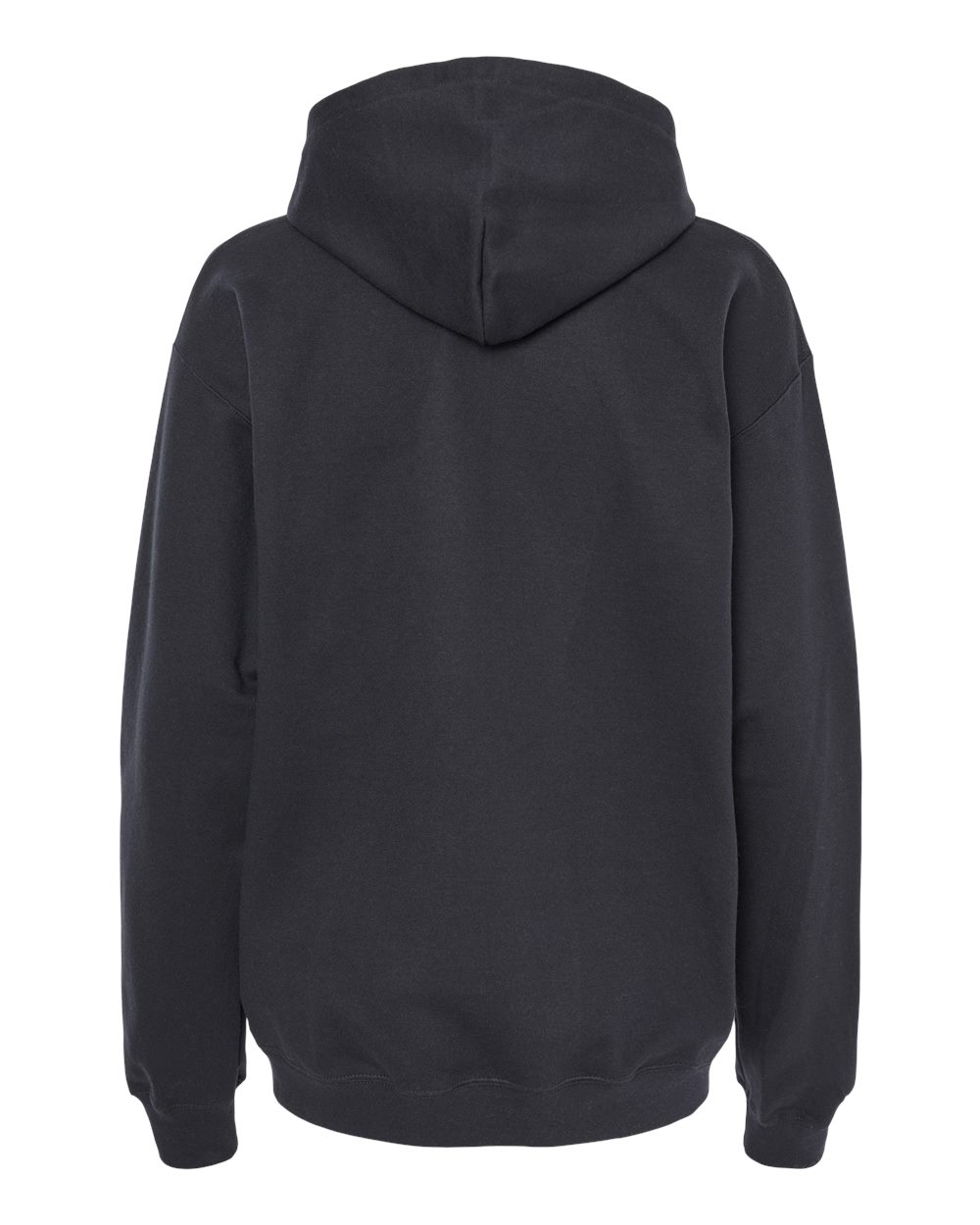 Rear View of Black Softstyle® Midweight Hooded Sweatshirt - SF500