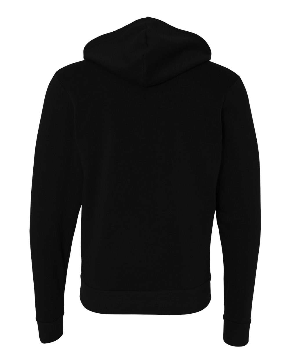 Rear View of Black Sponge Fleece Full-Zip Hoodie - 3739