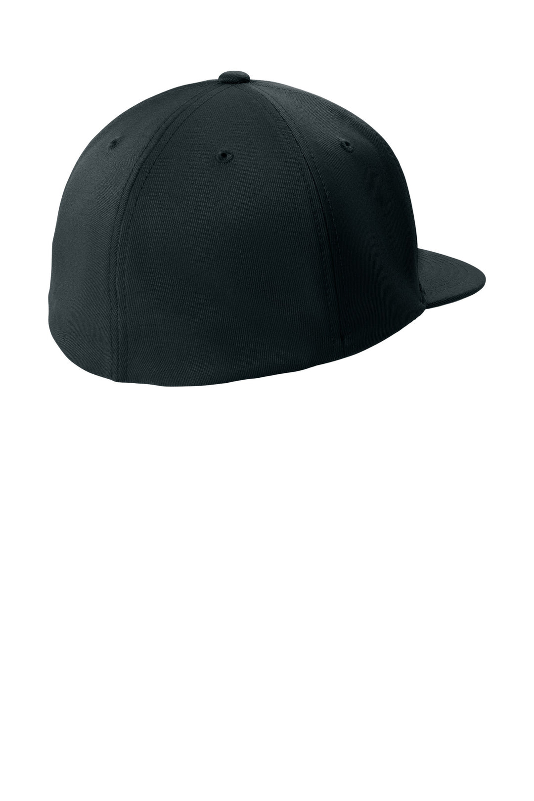 Rear View of Black Sport-Tek Flexfit Flat Bill Cap STC56