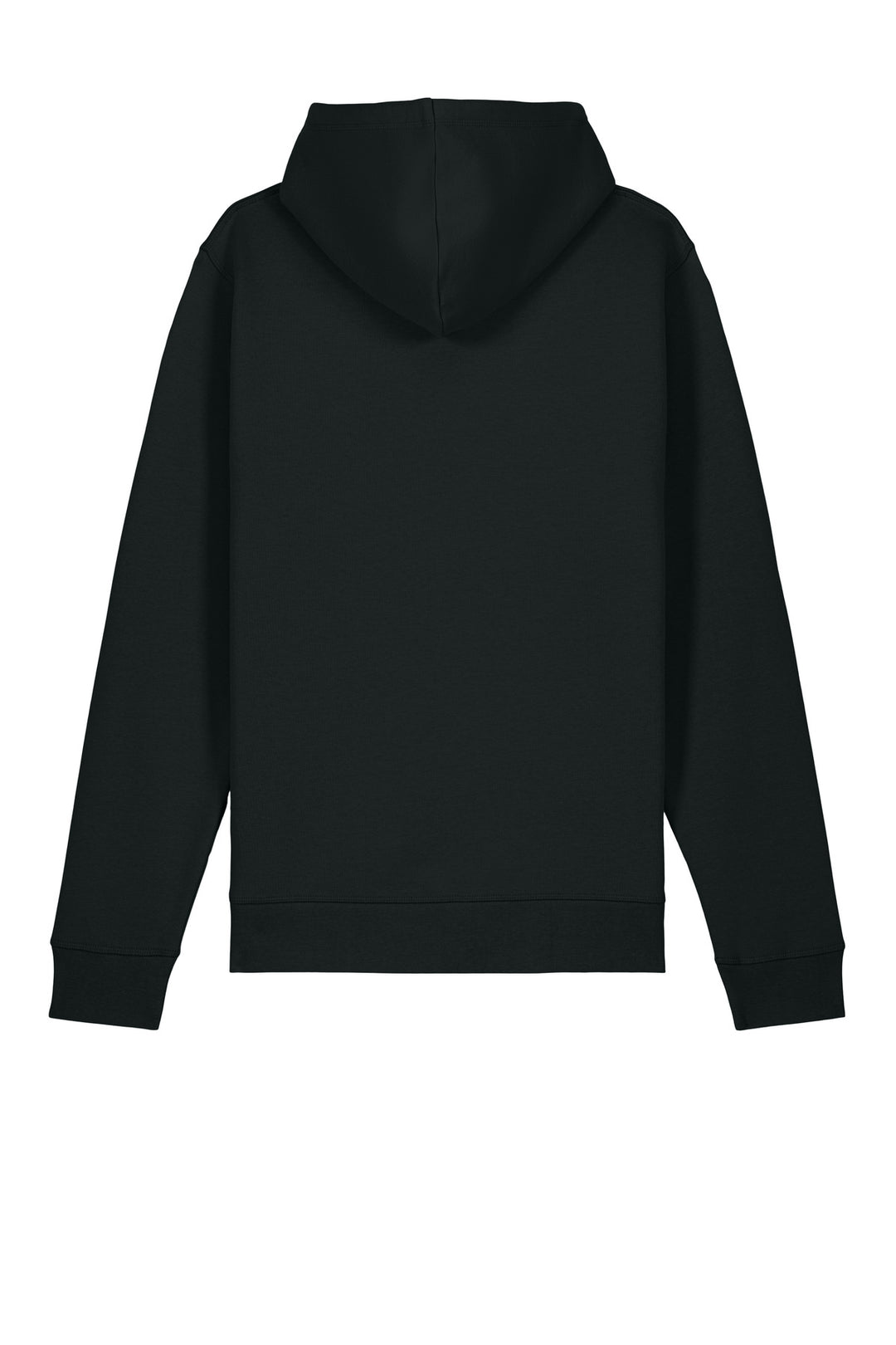 Rear View of Black Stanley/Stella Unisex Drummer 2.0 Hooded Sweatshirt SXU009