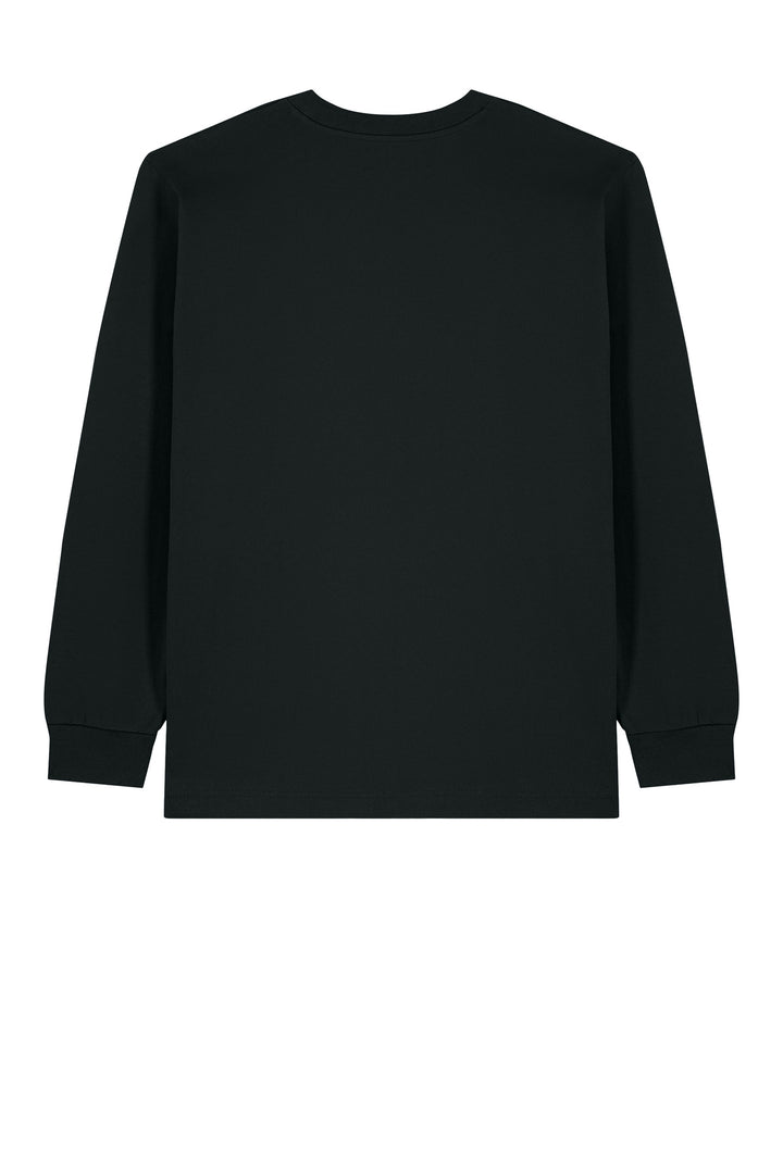 Rear View of Black Stanley/Stella Unisex Freestyler Heavyweight Long Sleeve Tee SXU023