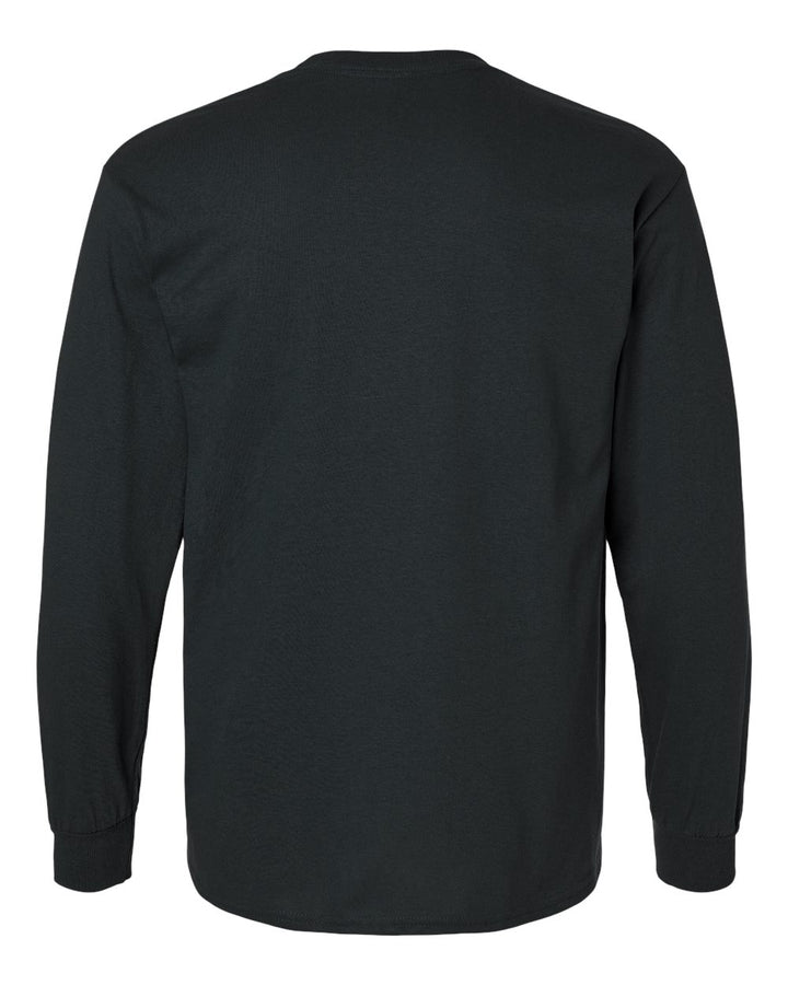 Rear View of Black Ultra Cotton® Long Sleeve T-Shirt - 2400