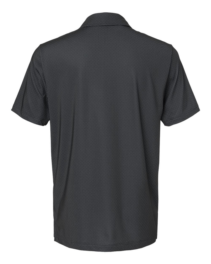 Rear View of Black/ White/ Grey Three Diamond Dot Print Polo - A498