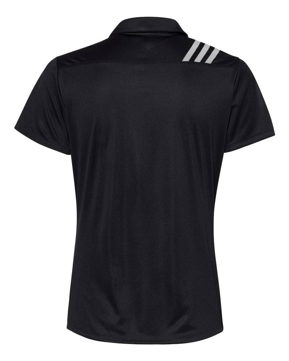 Rear View of Black/ White Women's 3-Stripes Shoulder Polo - A325