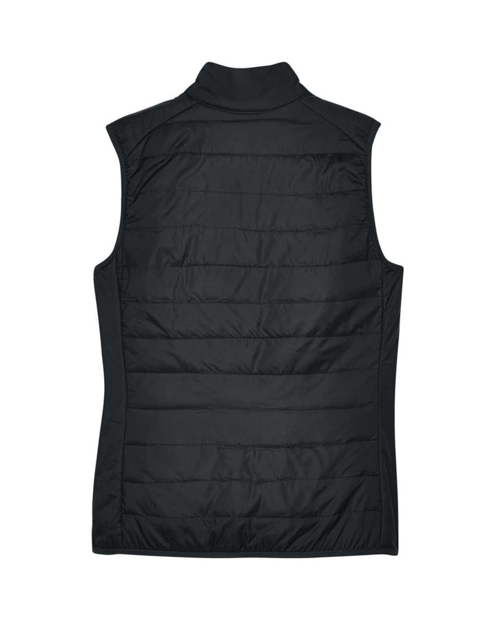 Rear View of Black Women's Prevail Packable Puffer Vest - CE702W