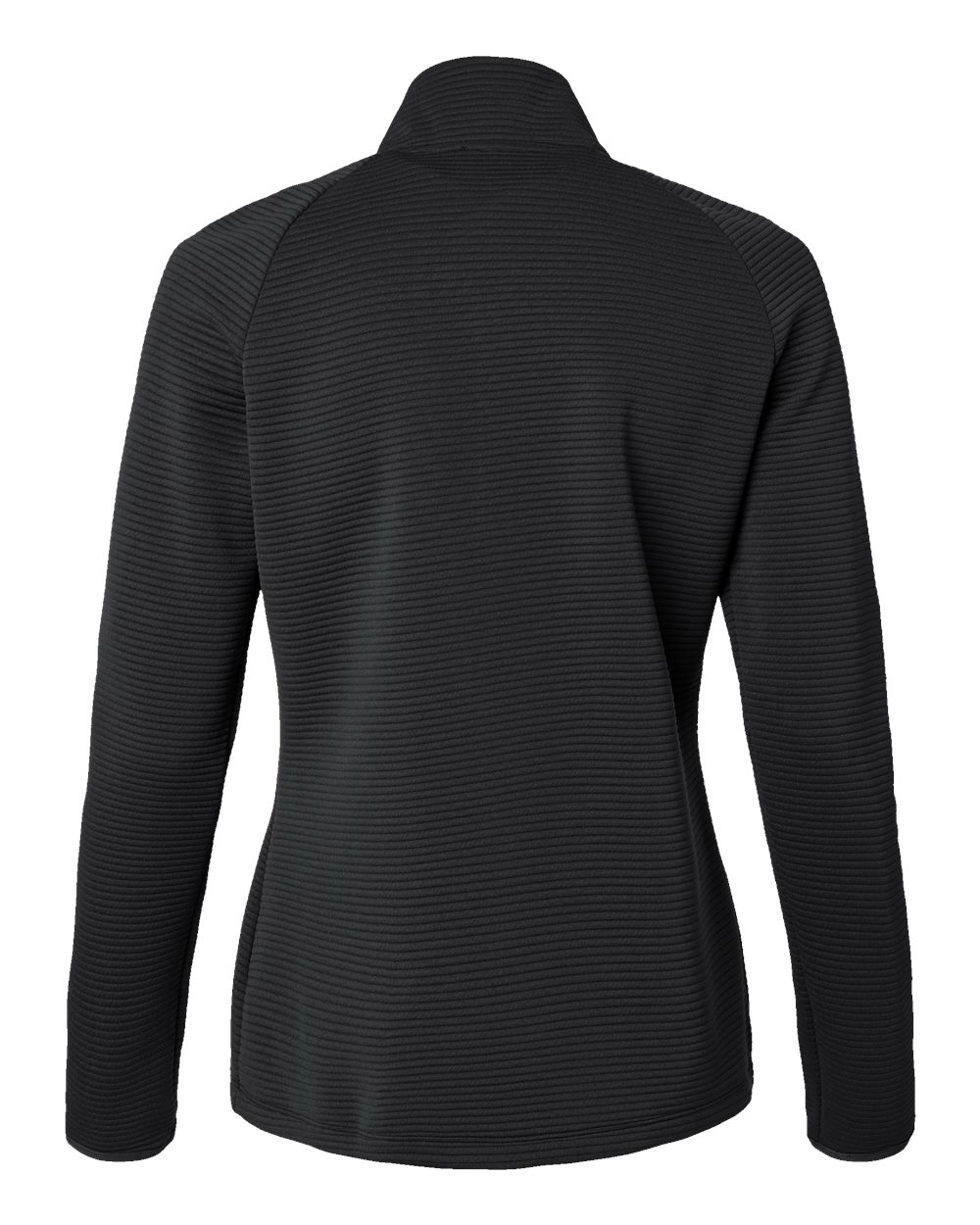 Rear View of Black Women's Spacer Quarter-Zip Pullover - A589