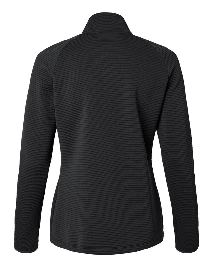 Rear View of Black Women's Spacer Quarter-Zip Pullover - A589