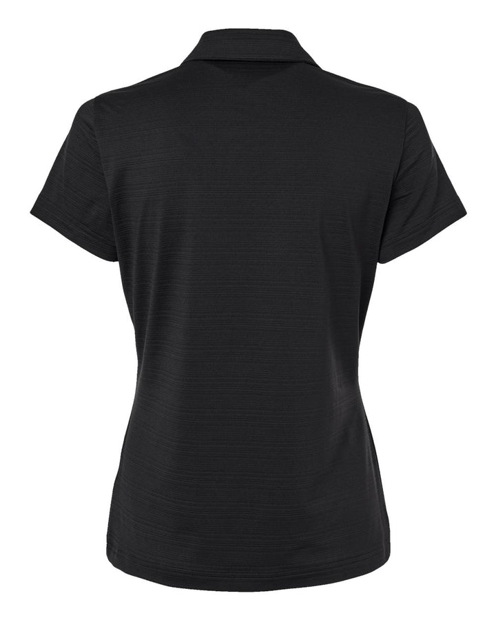 Rear View of Black Women's Textured Stripe Polo - A707